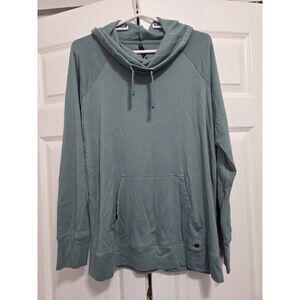 Gaiam Cowl Neck Long Sleeve Pullover Sweatshirt with Front Pocket Green, Large